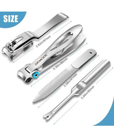 Nail Clippers for Men Thick Nails - DRMODE 16mm Wide Jaw Opening Extra Large Toenail Clippers & Easy Grip 360 Degree Rotary Fingernail Clippers for Seniors Nail Cutter with Nail File Cuticle Trimmer Nail set Silver - Buy Online on GoSupps.com