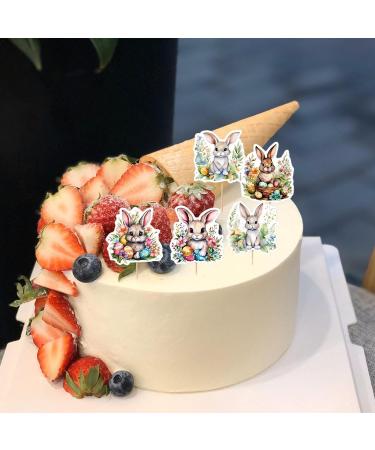 Easter Bunny Cupcake Toppers 8 Pcs Bunnies Cake Topper Reusable Easter Cupcake Toppers Wafer Rice Paper Cake Toppers Easter Party Cake Decorations - Buy Online on GoSupps.com