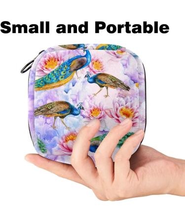 Elegant Storage Bags for Women's Bandages | Aesthetic Peacock & Pink Floral Patterns | Portable Menstrual Pad & Tampon Holder | Ideal for School & Office - Buy Online on GoSupps.com