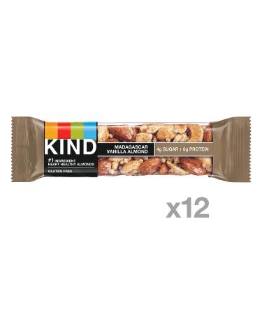 KIND Bars Madagascar Vanilla Almond 1.4oz 12 Count - Gluten Free & Low Sugar - Buy Online on GoSupps.com