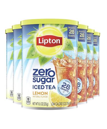 Lipton Zero Sugar Iced Tea Mix Lemon Low Calorie 8.1 Ounce (Pack of 6)