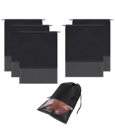 SHENGQIDZ 5 pack portable travel shoe bag space-saving dust-proof storage bag(13 x 17.32 inch) Black-5pack