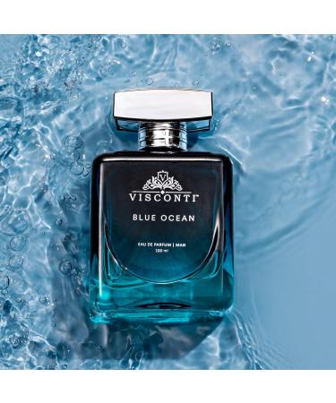 Viscon'ti Blue Ocean Perfume For Men Eau De Parfum Aquatic Fragrance with Citrus Fruity Musk & Cedarwood Long Lasting Scent and Anti-Stain Luxury Perfumes Outing & Sports 100 ml.