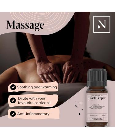 Nikura Black Pepper Essential Oil 100ml - 100% Pure Natural Oil for Aromatherapy, Soap, Candle Making - Stress Relief & Craving Management - Vegan & UK Made - Buy Online on GoSupps.com
