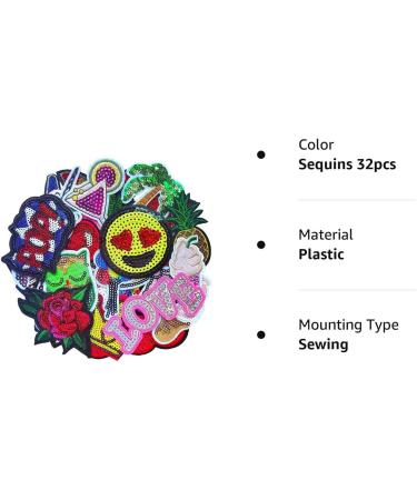 Qingxi Charm 32pcs Sequins Embroidered Patches - DIY Craft Embellishments for Clothes, Hats, Shoes - Assorted Styles - Buy Online on GoSupps.com