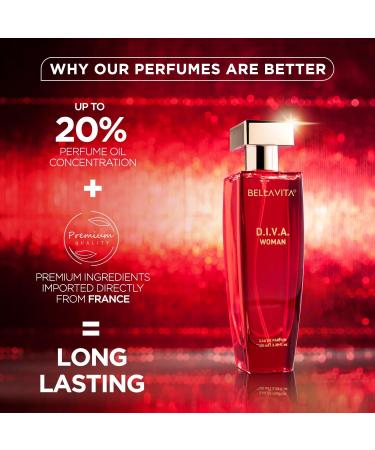 Bloom Beauty Bella Vita Luxury Women Diva Eau De Parfum Liquid Perfume with Bergamot Black Currant Lily Musk Floral Fruity Long Lasting Edp Fragrance Scent 100 Ml - Buy Online on GoSupps.com