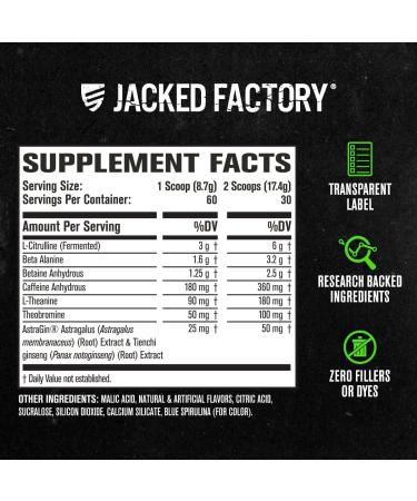 Jacked Factory NITROSURGE Pre Workout Supplement - Energy Booster Instant Strength Gains Clear Focus & Intense Pumps - NO Booster & Powerful Preworkout Energy Powder - 90 Servings Blue Raspberry - Buy Online on GoSupps.com