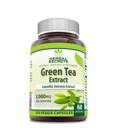 Amazing Nutrition Herbal Secrets Green Tea Extract 1000 Mg per Serving | 120 Veggie Capsules Supplement | Non-GMO | Gluten-Free | Made in USA 120 Count 1 Count (Pack of 1)