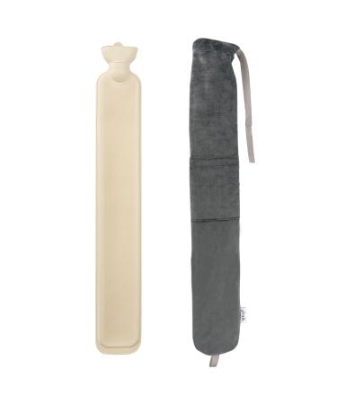 Kufl Long rubber hot water bottle with grey cover for neck shoulder and stomach (grey)