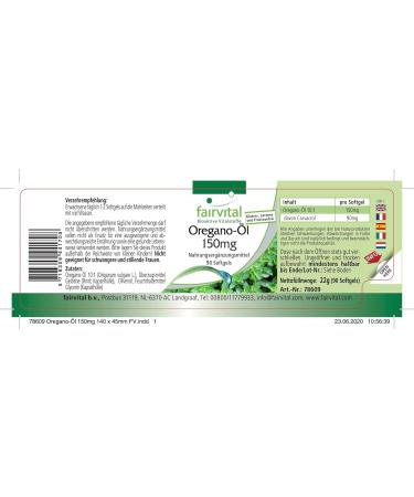 Fairvital Oregano Oil Capsules 150mg - High Dose 10:1 Extract - 90 Softgels for Immune Support & Wellness - Premium Origanum Vulgare - Buy Online on GoSupps.com