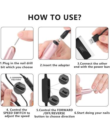 Professional Electric Nail Files Nail Drill Set - 20000 RPM Adjustable Speed Portable Manicure Pedicure Kit for Acrylic Gel Nails - Includes Nail Drill Bits and Sanding Bands - Pink - Buy Online on GoSupps.com