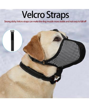 Breathable Muzzle for Large Dogs - Adjustable Reflective Pet Mask No Chewing or Biting - XXL Network & Fabric Dog Muzzle - Buy Online on GoSupps.com