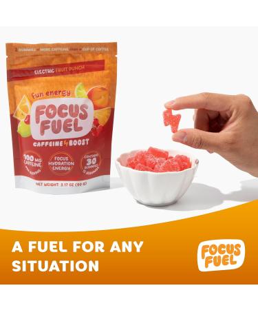 Energy Chews - All-Natural Focus & Energy Gummies with Caffeine B12 & Electrolytes | Fruit Punch Flavor - 30 Chews - Buy Online on GoSupps.com