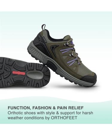 Orthofeet Moravia Women's Outdoor Shoes - Waterproof, Plantar Fasciitis Relief, Arch Support, Diabetic Friendly - X-Wide Khaki Size 9 - Buy Online on GoSupps.com
