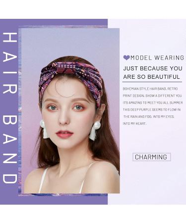 Wide Elastic Boho Headbands for Women - Soft Leopard Print Yoga & Sport Hair Bands - Multi-Colored Set of 4 - Buy Online on GoSupps.com