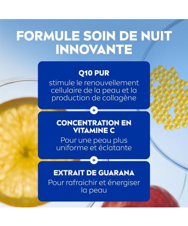 NIVEA Q10 Energy Night Cream Radiance Booster (1x50 ml) anti-wrinkle cream enriched with pure Q10 & Vitamin C anti-aging cream for a radiant complexion energizing face cream for dull and tired skin - Buy Online on GoSupps.com