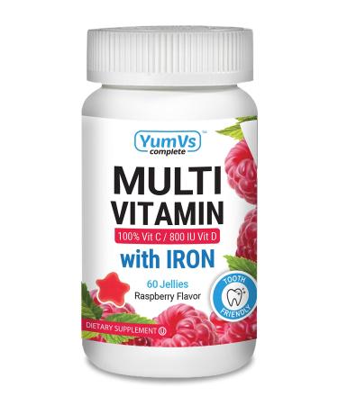 YumVs Complete Multivitamin and Multimineral w/ Iron Jellies (Gummies), Berry Flavor (60 Ct); Daily Dietary Supplement for Men and Women, Vegetarian, Kosher, Halal, Gluten Free