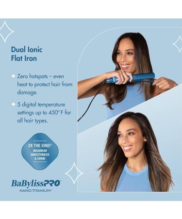 BaBylissPRO Nano Titanium Dual Ionic Flat Iron for Maximum Smoothness and Shine Blue - Buy Online on GoSupps.com