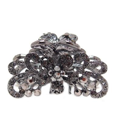 Black Crystal Metal flower/butterfly hair claws & clips 1167
