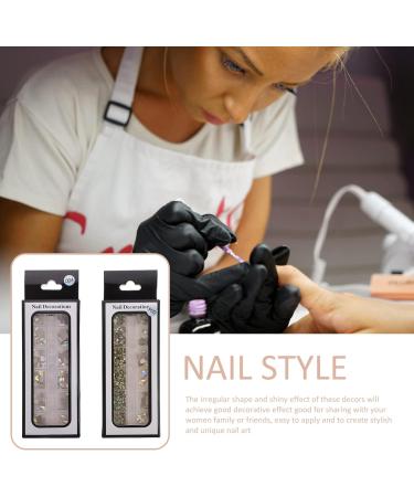 LALAFINA 2 Boxes Nail Art Accessories Nail Accessories Bulk Rhinestones 3d Gold Nail Jewels Rhinestones Diy Nail Nail Art Decors Diy Nail Diamonds Glass Drill Nail Drill Resin 13X5X1CM Assorted Color 1 - Buy Online on GoSupps.com