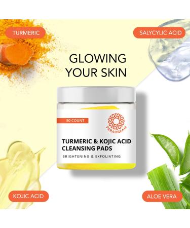 Turmeric Kojic Cleansing Pads - Exfoliating Face Pads for Acne Scars & Pore Cleaning - 50PCS | Skin Firming & Deep Clean - Buy Online on GoSupps.com