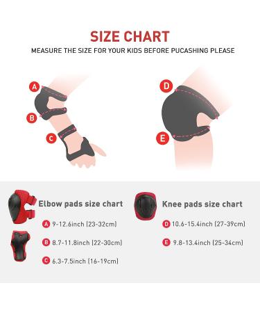 KUYOU Kids Knee and Elbow Pads Set - Red | Safety Gear for Skating, Cycling, and Scooter Riding - Buy Online on GoSupps.com