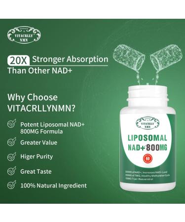VITACRLLYNMN NAD+ Supplement Liposomal NAD+ Plus 800MG Nicotinamide Riboside Alternative for Cell Energy Healthy Aging and Muscle Repair 180 Capsules (Pack of 3) - Buy Online on GoSupps.com