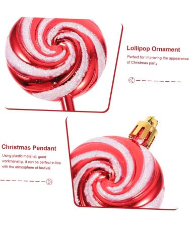 HOLIDYOYO 4pcs Lollipop Pendant Christmas Tree Hanging Peppermint Fake Christmas Candy Lollipops Red Plastic Red 11.60X5.00X1.60CM - Buy Online on GoSupps.com