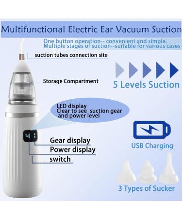 Electric Ear Cleaner | Ear Wax Vacuum with 5 Gear Suction | LCD Display | Reusable Silicone Tips | USB Charge | Ear Cleaning Kit for Adults & Kids - Buy Online on GoSupps.com