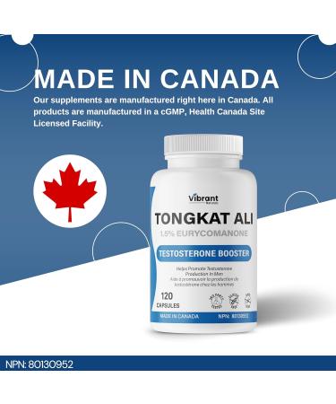 Tongkat Ali 1.5% Eurycomanone Testosterone Booster 200mg Longjack Standardized to Eurycomanone that Helps Promote Testosterone Production Third Party Tested Made In Canada 120 Capsules - Buy Online on GoSupps.com
