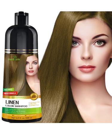 Herbishh Hair Color Shampoo for Gray Hair   Magic Hair Dye Shampoo   Colors Hair in Minutes Long Lasting 500 Ml 3-In-1 Hair Color Ammonia-Free | Herbishh (Linen)