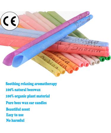 Remebe 32 pcs All-Natural Beeswax Ear Candles - Organic Non-Toxic Cylinder Cones (8 Colors) with 16 Protective Panes - International Shipping Available - Buy Online on GoSupps.com