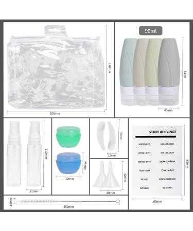 Lollanda 15-Piece Silicone Travel Bottles Set - 90ml TSA-Approved Leak-Proof Travel Size Containers for Shampoo & Lotion with Stickers - Buy Online on GoSupps.com