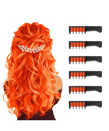 MSDADA Orange Hair Chalk for Girls-New Hair Chalk Comb Temporary Washable Hair Color Dye for Kids-Toys for 6 7 8 9 10 Year Old Girl Birthday Gifts for Christmas,Halloween,Cosplay Dress Up-Fluorescent Fluorescent Orange