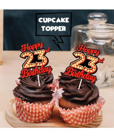 S-RedLig-23 Ice Cream Fruit Dessert Cupcake Topper Colorful Glitter Happy Birthday Sensory Pop Game Theme Decor Supplies Baby Shower Boys Girls Birthday Party Decorations - Buy Online on GoSupps.com