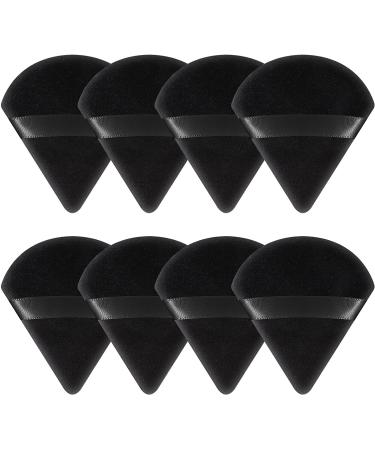 LAACASA 8 Pcs Powder Puff Face Triangle Powder Puffs Soft & Reusable Foundation Makeup Puff with Strap Dry & Wet Makeup Powder Puff Makeup Sponge Perfect for Pressed Powder (Black)