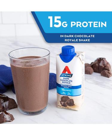 Atkins Dark Chocolate Royale Protein Shake 12 Count - Gluten Free, Keto-Friendly - Buy Online on GoSupps.com