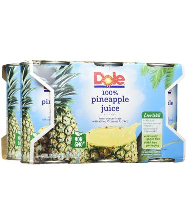 Dole 100% Pineapple Juice 6 fl oz - Pack of 6 | Fresh & Natural - Buy Online on GoSupps.com