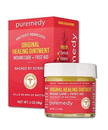 Puremedy Original Healing Ointment Homeopathic All Natural First Aid Salve for Wounds Burns Cuts Bug Bites Bed Sores Itching Swelling Safe for Adults & Kids - 2 oz 2 Ounce (Pack of 1)