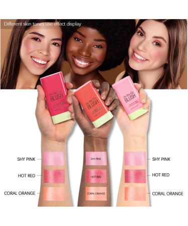 Blushers for Cheeks Make Up - Creamy Lightweight Multi-Stick for Face Eyes & Lip - Long-lasting 3-in-1 Multi-Use Blusher Contour Stick - Moisturize and Blendable Blush for Nature Look (Shy Pink) 1#shy pink 1 g (Pack of 1) - Buy Online on GoSupps.com