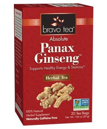 Bravo Teas & Herbs Panax Ginseng Tea, Caffeine Free, 20 Count