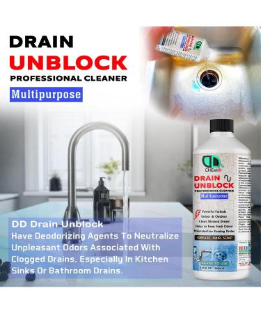 Drain Unblocker Powerful Effectively Removes Blockages Liquid Cleaner Kitchen Sink Unblocker & Bathroom Sink Plug Hole Liquid & Hair Unblocker Sludge Remove from Showers Toilet Clean (1000ml) - Buy Online on GoSupps.com