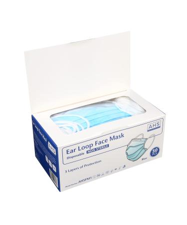 Buy AHS Earloop Masks - 3 Ply Disposable Face Covering for Adults | Box of 50 | International Shipping Available - Buy Online on GoSupps.com
