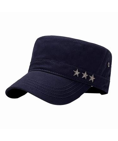 Flag Top Baseball Caps for Men Women Solid Color Classic Vintage Cadet Hat Adjustable Casual Low Profile Adult Trucker Hat 11-bue One Size