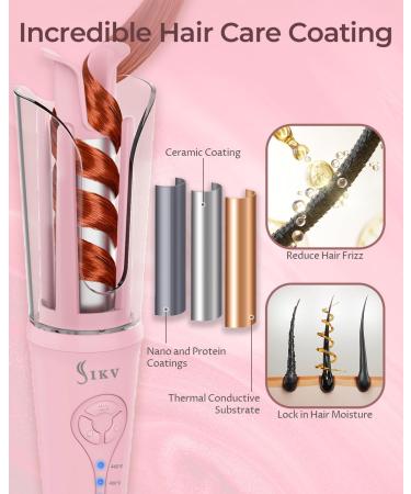 Auto Hair Curler | Automatic Curling Iron 1" Barrel | Fast Heating Rotating Wand for Long Hair | Anti-Tangle Pink Styling Tool - Buy Online on GoSupps.com