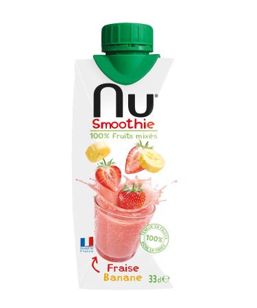 Nu Smoothie Juice - Smoothie - Made in France - Nu Blended Smoothie Juices - Drinks - Strawberry Banana - 1 x 330ml