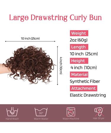 Rpeixya Dark Brown Hair Bun with Elastic Cord - Stylish Curly Ponytail Chignon for Women and Girls - Buy Online on GoSupps.com