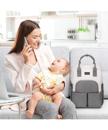 COYSLAND Diaper Bag Backpack for Baby Boy/Girl - Large Capacity Maternity Nappy Bag with Insulated Pocket, Stroller Straps, Laptop Compartment & Anti-theft Pocket - B-white/Grey - Buy Online on GoSupps.com