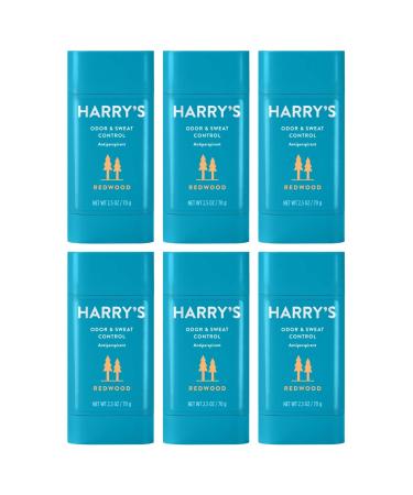 Harry's Deodorant & Antiperspirant - Odor & Sweat Control Antiperspirant for Men - Redwood (Pack of 6) Antiperspirant Redwood