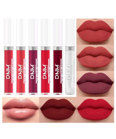 Matte Lipstick Sets Lip Gloss Set Makeup Waterproof Liquid Lipsticks For Women Long Lasting Red Lipstick- 5 Pcs Liquid Lip stick + 1Pcs Lip Plumper (1) Lipstick-2